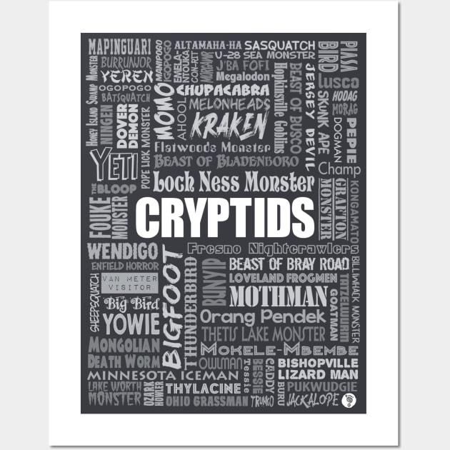 Cryptids in gray Wall Art by CreepyAcres